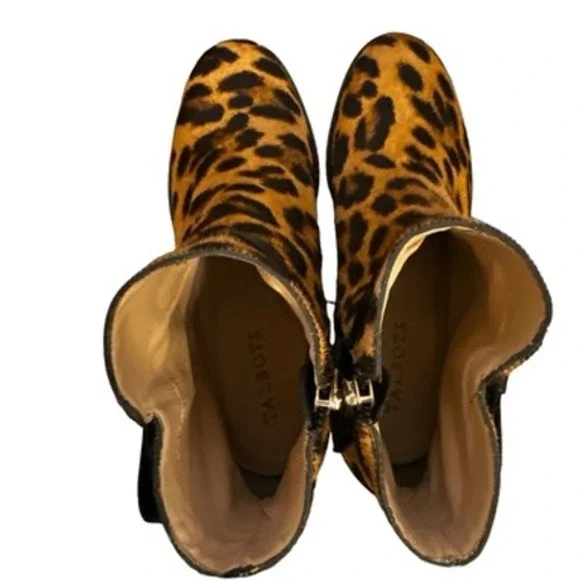NEW Talbots sz 7 Womens Tish Animal Print Real Calf Hair Zip Up Ankle Boots Chic - Picture 7 of 9